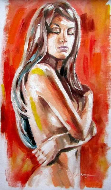Nude, oil painting by Danie Cronje, unframed
